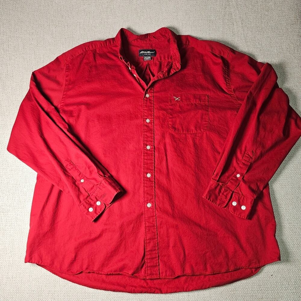 Eddie Bauer Men's Red Button Down Shirt XXL 100% Cotton - Picture 5 of 10